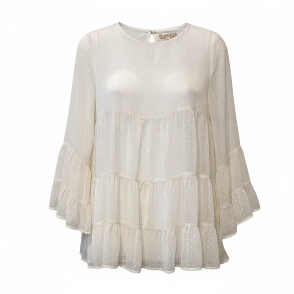 Altar’d State cream Swiss dot babydoll mini dress, medium